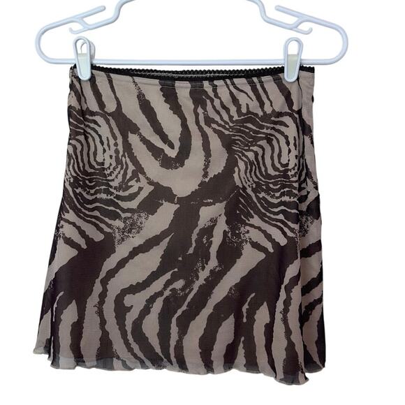 Princess Polly Tulle Brown Combo Zebra Bodycon Mini Skirt Size 8 Y2K Style - Picture 1 of 9